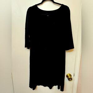 Eileen Fisher Black 93% Viscose/7% Spandex Ballet Neck Dress Size Petite Med 378